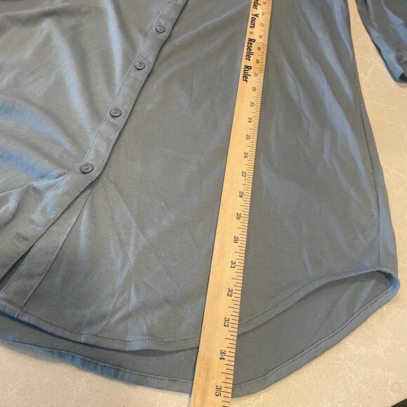 White Mark women's dress Large blue collared button down roll up long sleeves - Picture 6 of 11